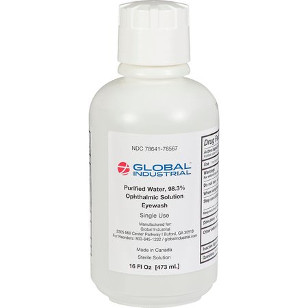 GLOBAL INDUSTRIAL Emergency Eyewash, 16 Oz., 1 Bottle 708567